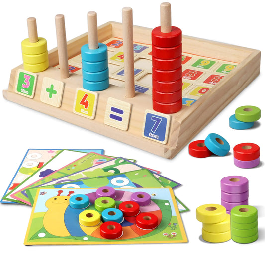 Lydaz™ Montessori Math Master | 5-in-1 Wooden Counting, Sorting & Number Puzzle