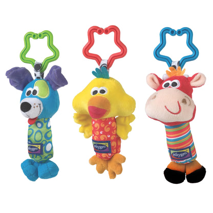 Playgro Tinkle Trio | 3-Piece Sensory Plush Hanging Stroller & Car Seat Toy Set